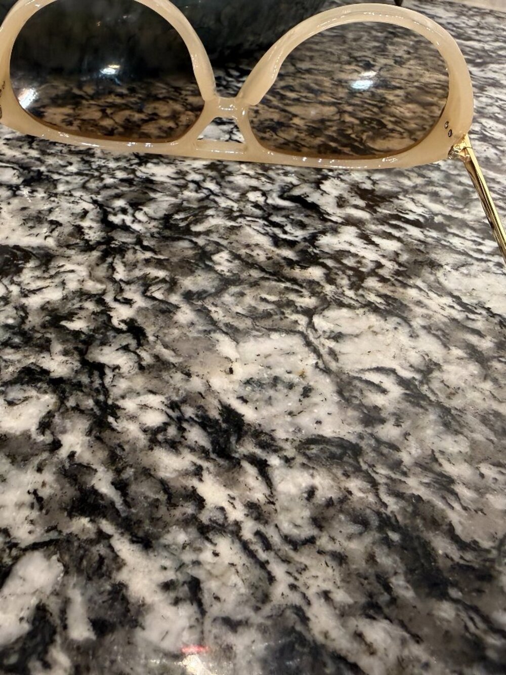 Free People Aviator Sunglasses Cream Pearl Frames Gold Temples Brown Lens - Picture 2 of 4